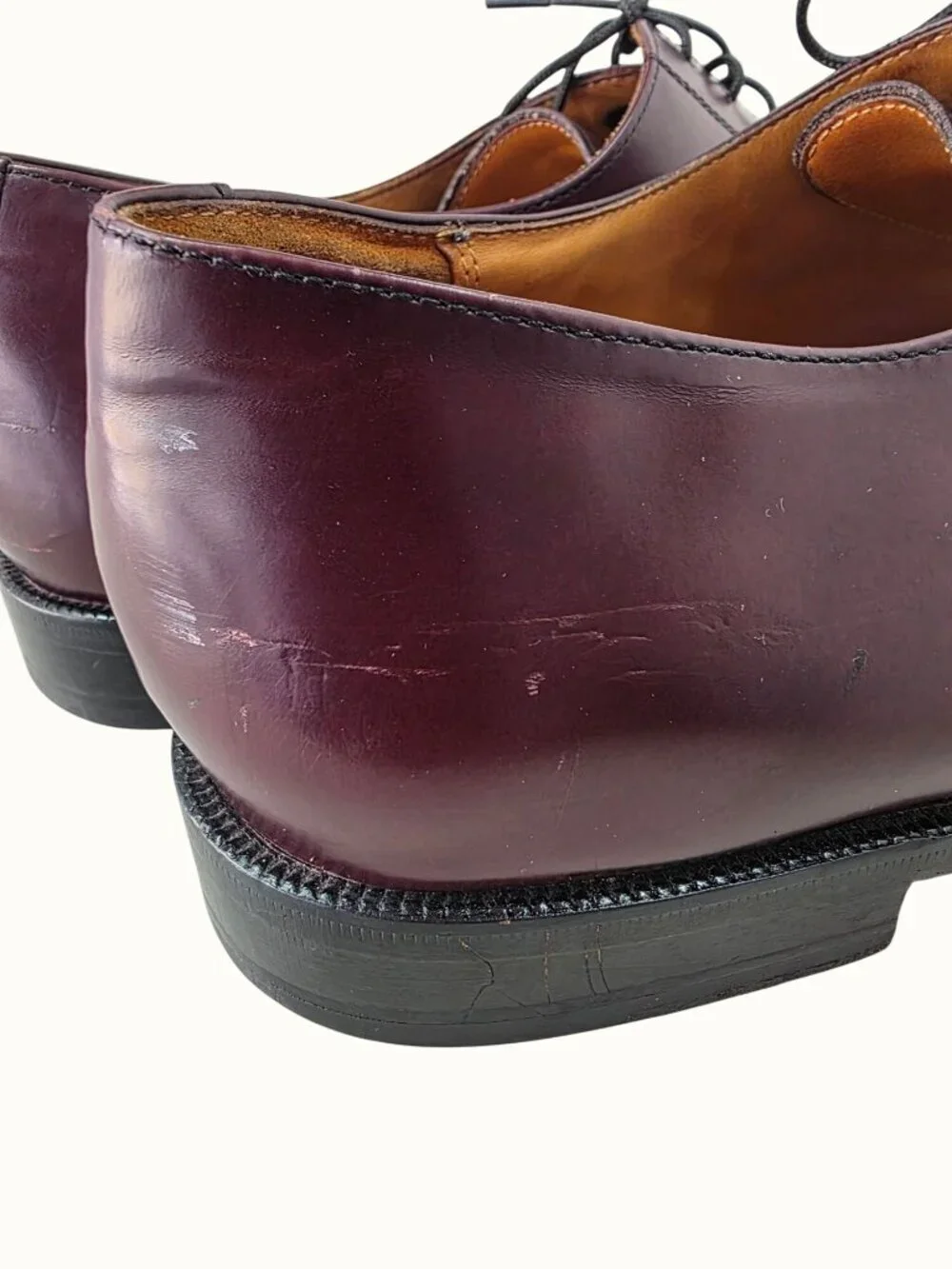 Cole Haan Mens Dress Shoes 12D Burgundy Leather Oxford Vintage Made in India